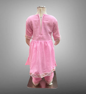 Cotton Embroidered Carnation Pink Girl's Salwar Suit