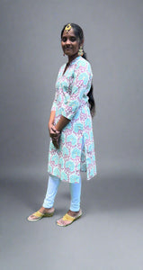 Cotton Pearl White Printed Kurta