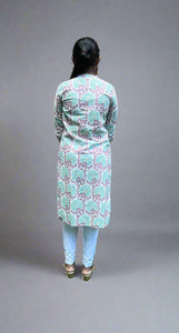 Cotton Pearl White Printed Kurta