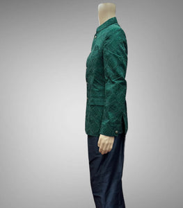 Silk Embroidered Dark Green Short Jacket / Bandhgala