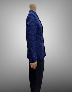 Silk Embroidered Indigo Blue Short Jacket / Bandhgala