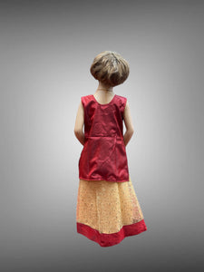 Silk Embroidered Iridescent Maroon Kids Lehenga Set