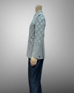 Silk Embroidered Metal Grey Short Jacket / Bandhgala