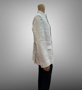 Silk Embroidered White Short Jacket / Bandhgala