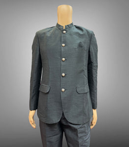 Silk Plain Black Short Jacket / Bandhgala