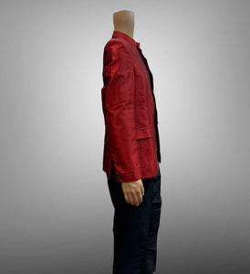 Silk Plain Crimson Red Short Jacket / Bandhgala