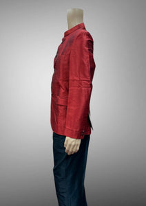 Silk Plain Crimson Red Short Jacket / Bandhgala