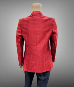 Silk Plain Crimson Red Short Jacket / Bandhgala