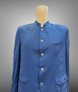 Silk Plain Oxford Blue Short Jacket / Bandhgala