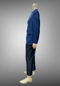 Silk Plain Oxford Blue Short Jacket / Bandhgala