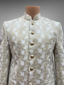 Silk Printed /Embroidered Dutch White Short Jacket / Bandhgala