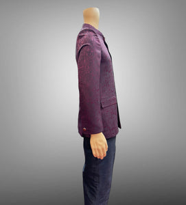 Silk Self Printed Dark Wine Short Jacket / Bandhgala