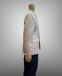 Silk Self Printed Pale Pink Short Jacket / Bandhgala