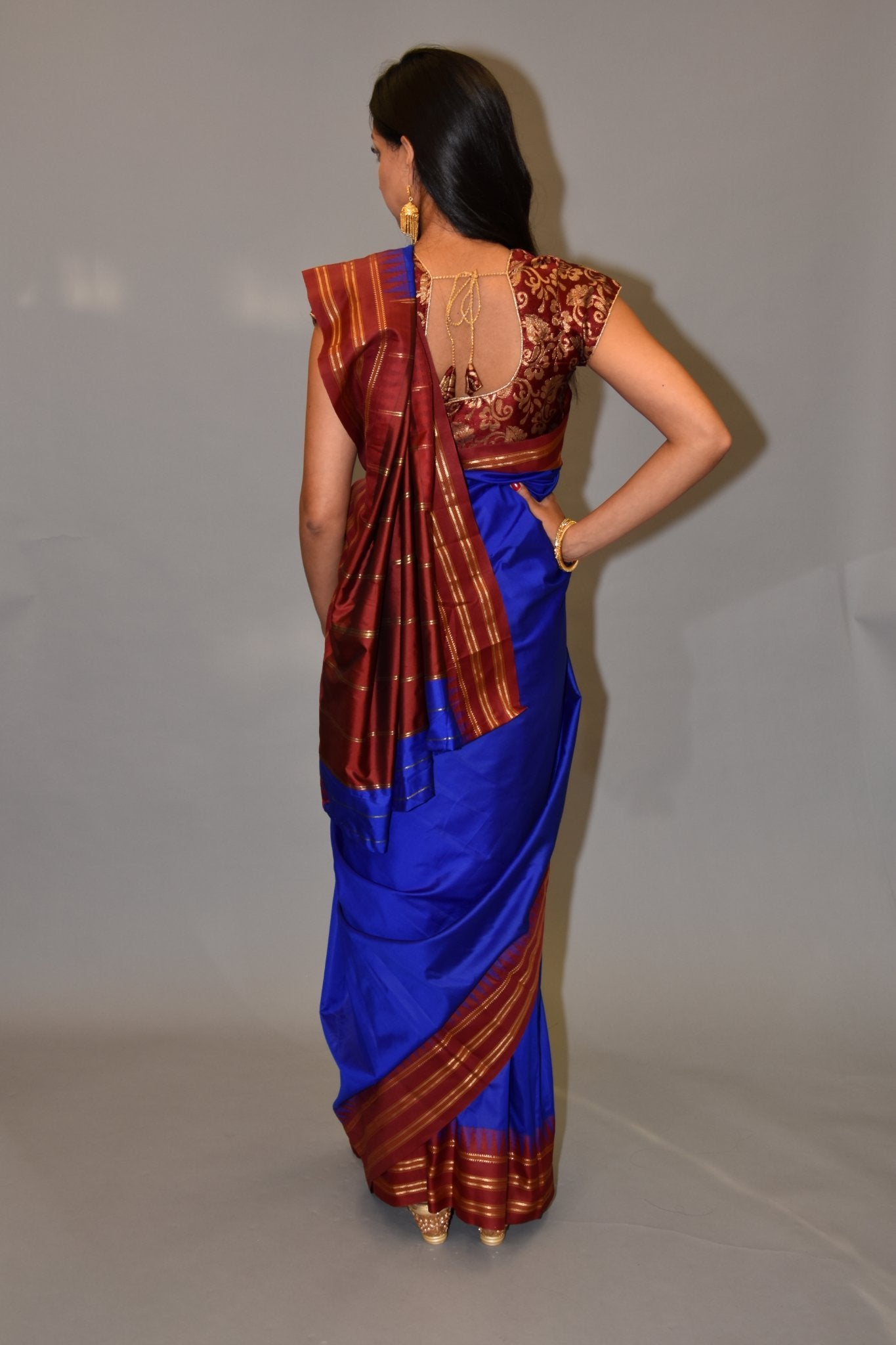 Sitara - Dark Blue and Orange Cotton Half Saree – Ivalinmabia