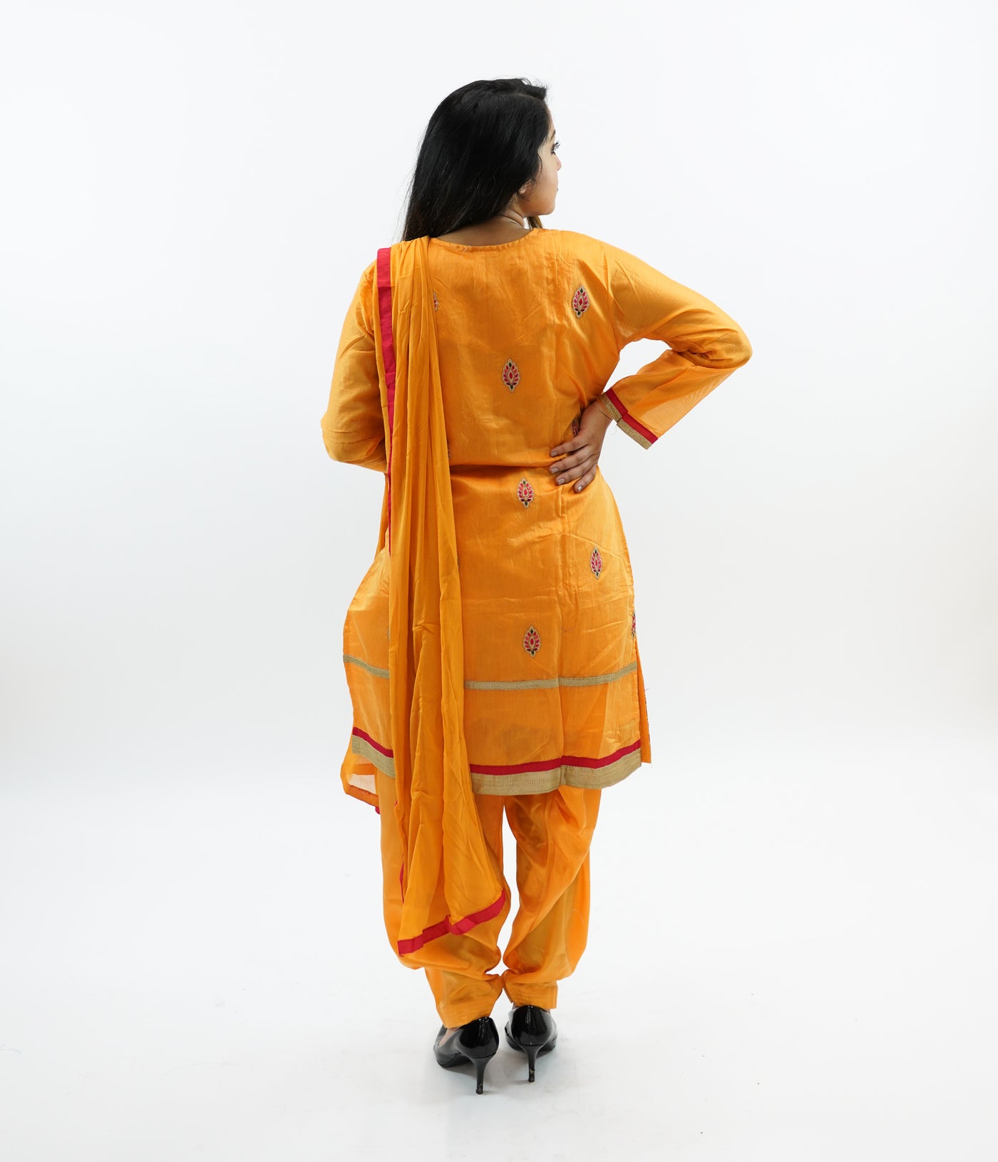 Cotton Silk Embroidered Apricot Orange Salwar Kameez – Heritage India  Fashions