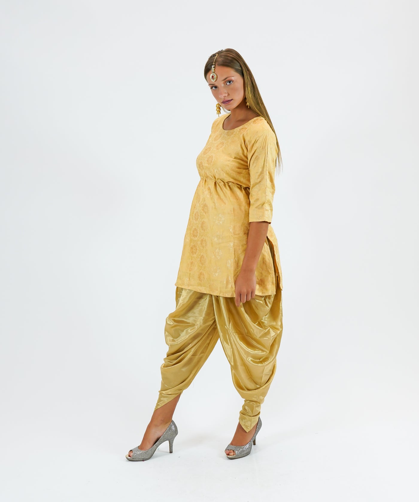 Buy White Viscose Cotton Satin Hand Short Kurta And Dhoti Pant Set For  Women by ANEEHKA Online at Aza Fashions.