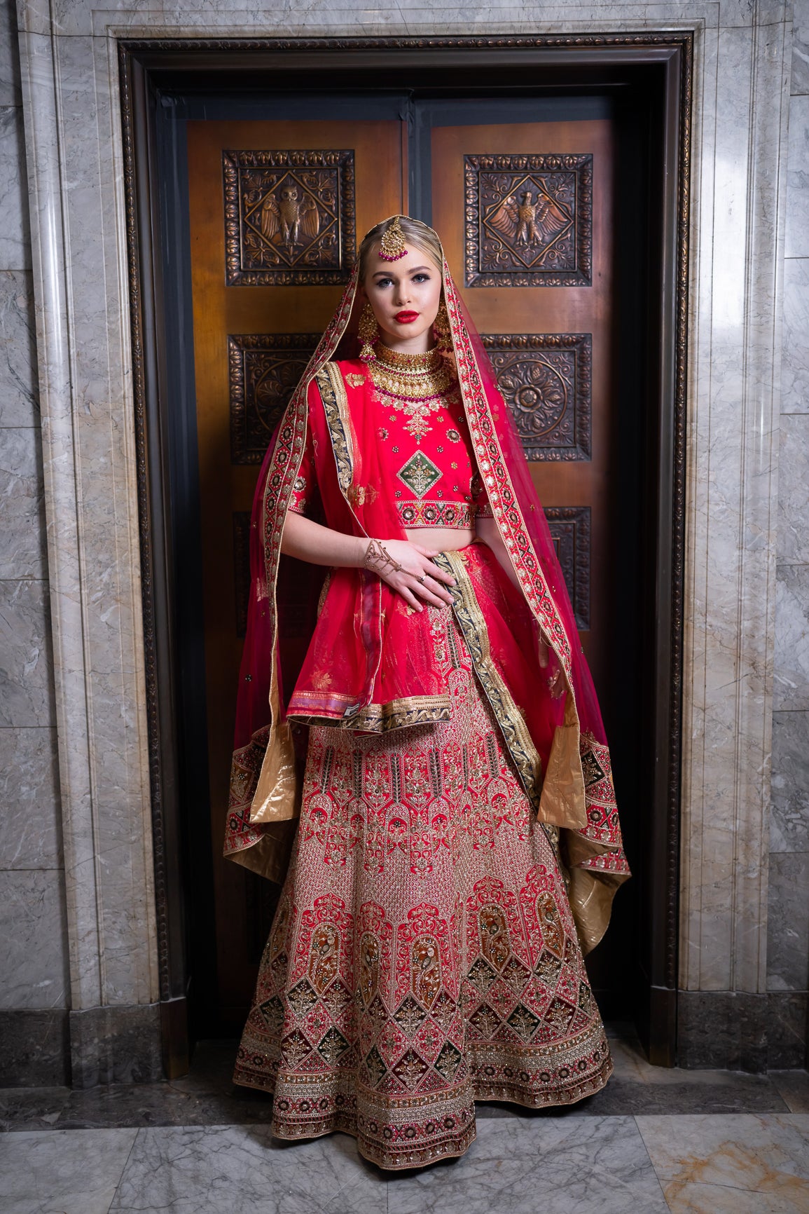 Buy This Traditional Red Silk Heavy Embroidered Bridal Lehenga Online-  Vastrey