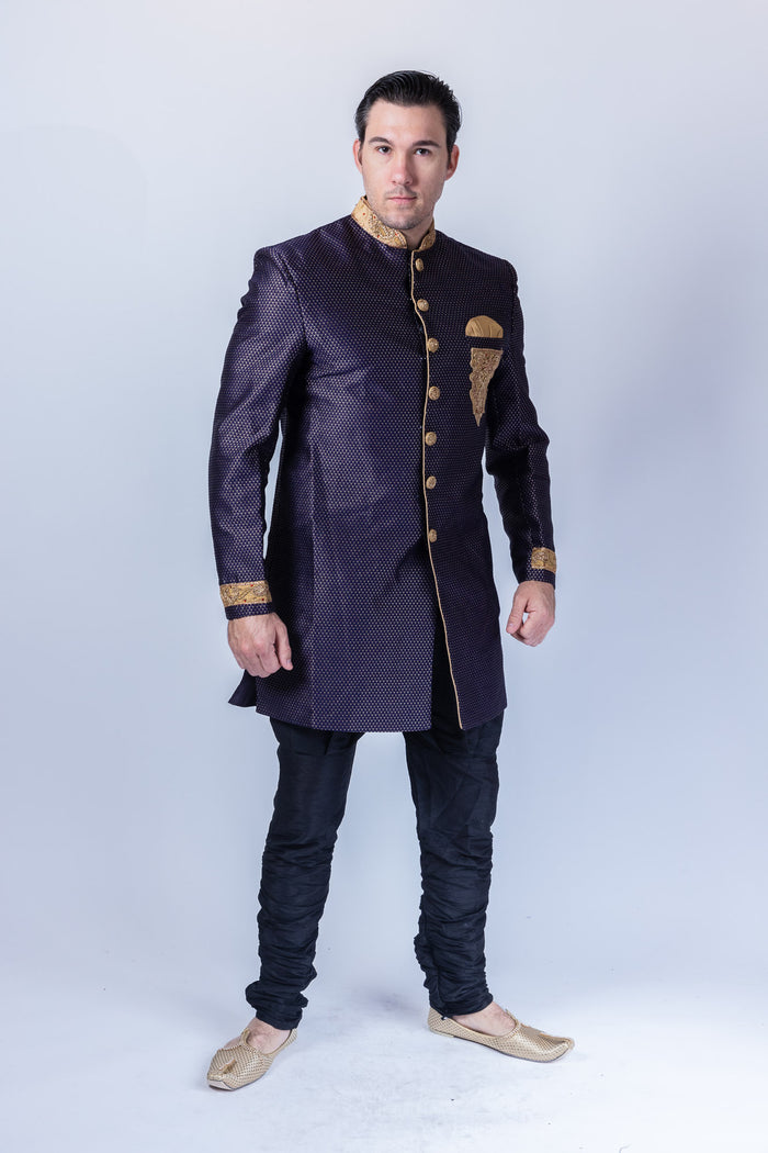 White Art Silk Jacket Style Sherwani 269618