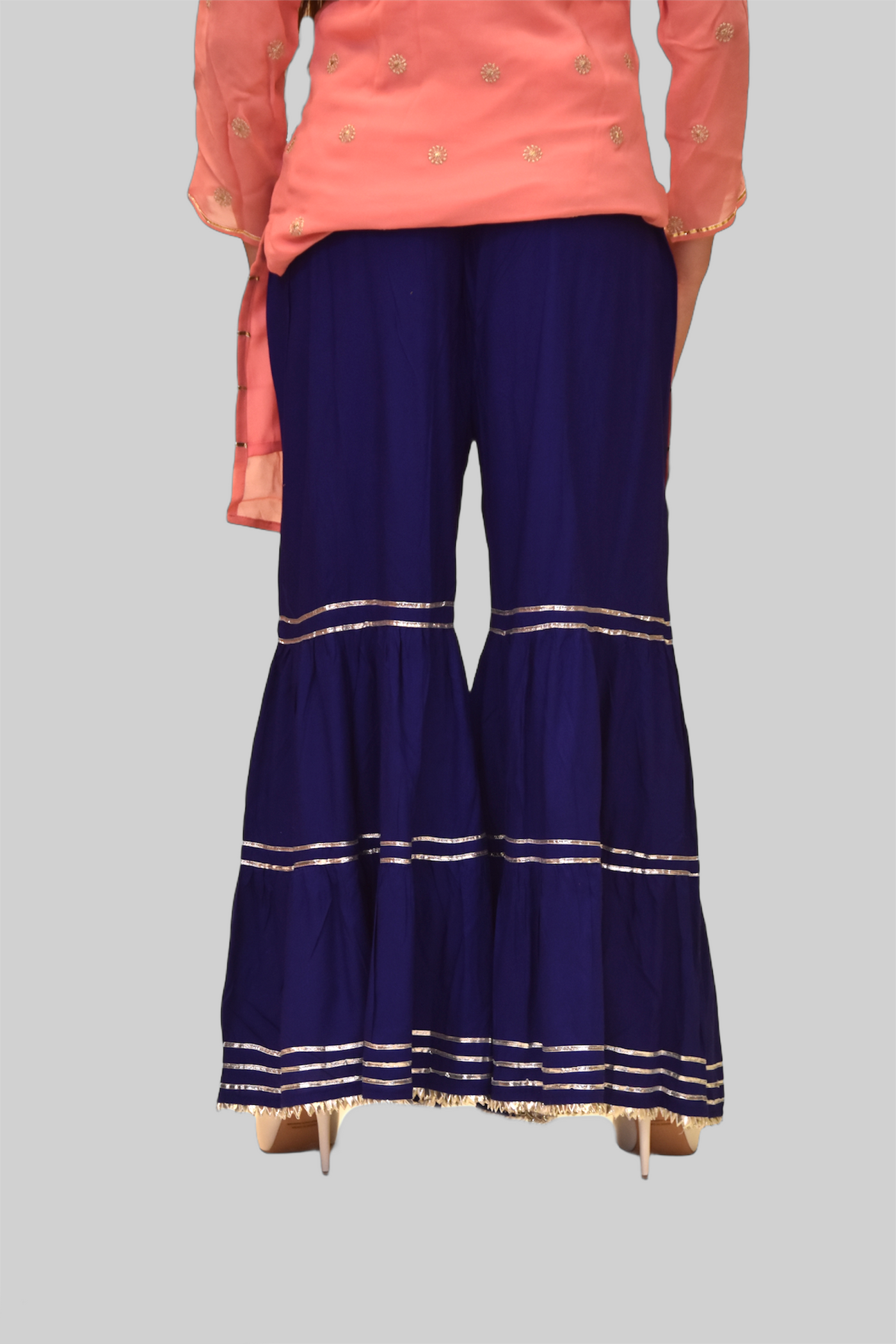 Buy Women Blue Pleated Sharara Pants - Plus Size - Indya