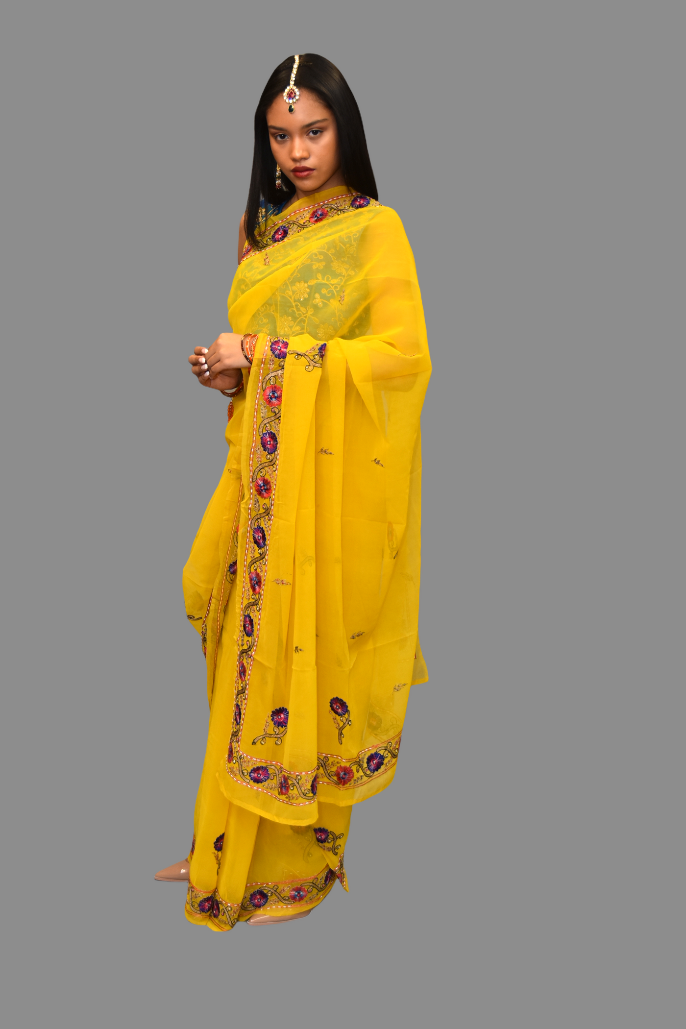 Decent look Yellow Color Wedding Wear Silk Weave Saree With Fancy Half  Sleeve Blouse